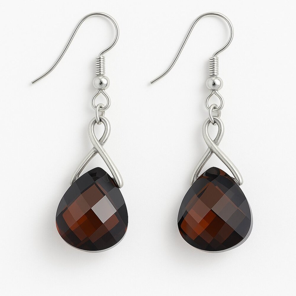 NWOT Swarovski Crystal Elements Infinity Drop Earrings‎ – Amber Faceted Crystal